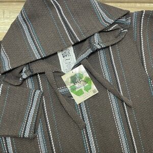 Original Senor Lopez Eco Mex Baja Hoodie Pullover Sweater Men Large Brown Stripe